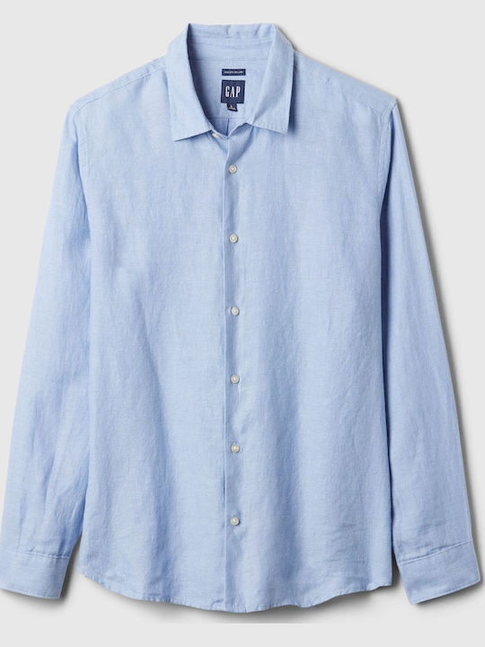 Long-sleeved Linen Shirt Distant Blue