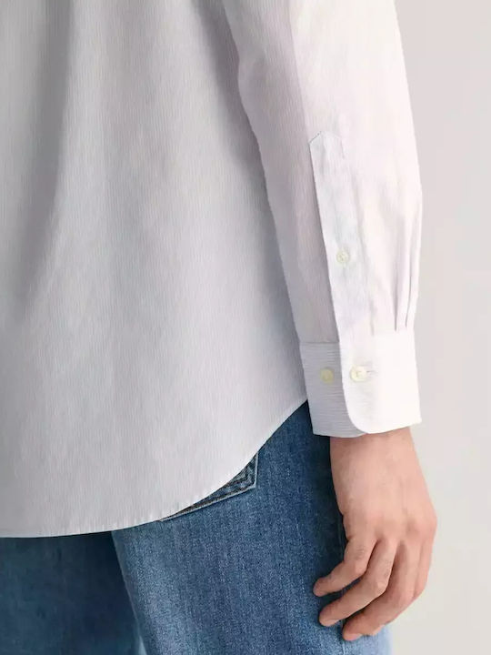 Long-sleeved Cotton Shirt Striped Blue