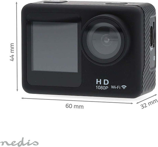 Nedis ACAM31BK 32GB Action Camera Full HD (1080p) με Οθόνη 2" και Wi-Fi Μαύρη
