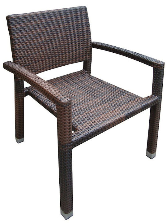 Καρέκλα Εξωτερικού Χώρου Rattan Lina New Καφέ 57x58x93εκ.