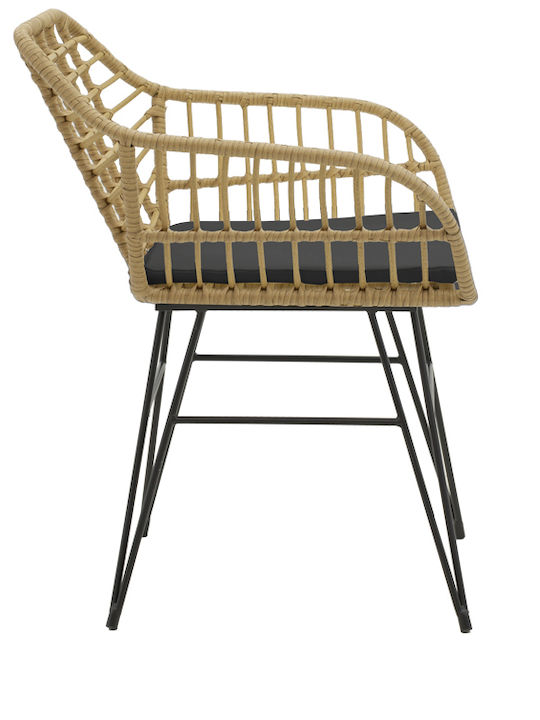 Outdoor-Sessel Rattan Bulan Braun mit Kissen 58x64x81εκ.