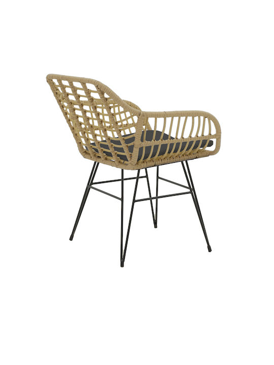 Outdoor-Sessel Rattan Bulan Braun mit Kissen 58x64x81εκ.
