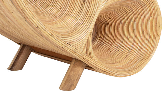 Πολυθρόνα Εξωτερικού Χώρου Rattan Curvy Lounge Φυσική 63x128x97εκ.