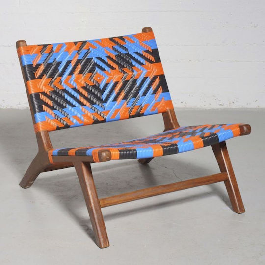 Outdoor Chair Wooden Teak Multicolored 87x70x70cm