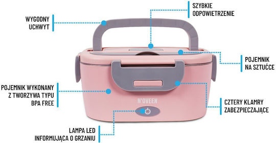 N'Oveen Elektrische Behälter Lunchbox Kunststoff Gray 1100ml 1Stück