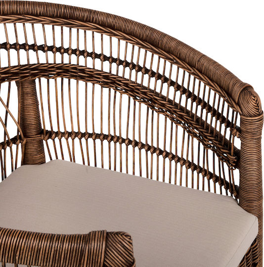 Outdoor-Sessel Rattan CAFE-BLUE mit Kissen 80x70x86εκ.