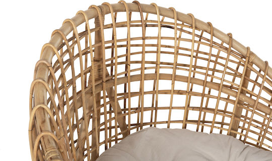 Fotoliu de exterior Rattan Ento Natural-White cu pernă 106x94x82cm