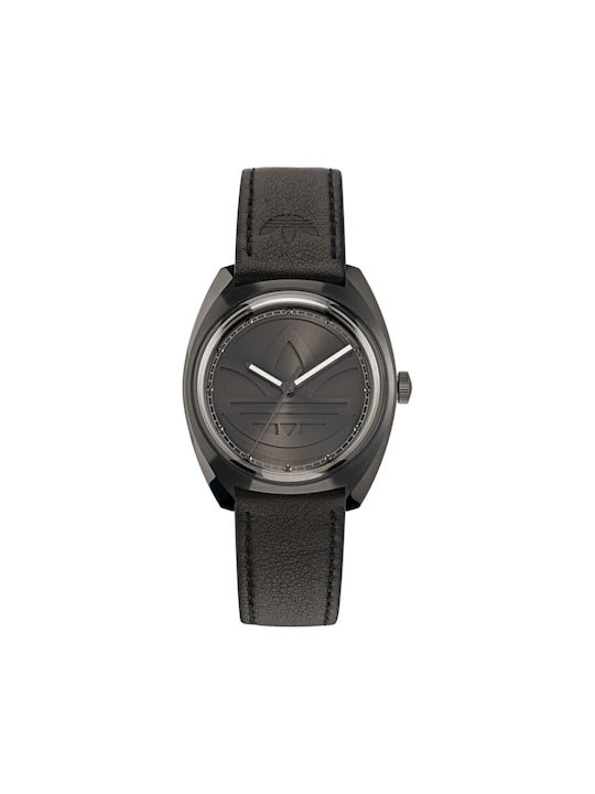 Adidas Watch with Black Leather Strap