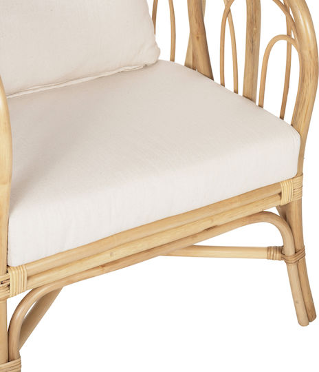 Outdoor-Sessel Rattan Estor Natural-White mit Kissen 78x75x92εκ.