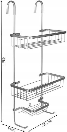 Montat pe perete Raft Baie Metal 63x14x28.5cm Gri