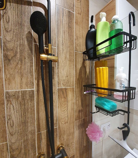 Montat pe perete Raft Baie Metal 63x14x28.5cm Neagră