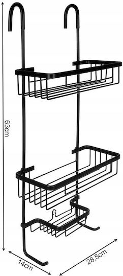 Montat pe perete Raft Baie Metal 63x14x28.5cm Neagră