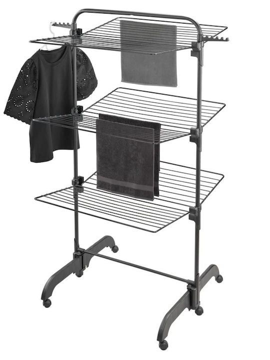 vidaXL Folding Floor Clothes Drying Rack Made of Metal with 42m Hanging Length