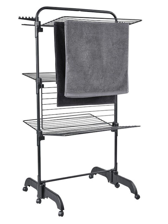 vidaXL Folding Floor Clothes Drying Rack Made of Metal with 42m Hanging Length