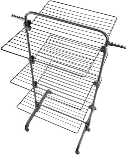 vidaXL Folding Floor Metallic Clothes Drying Rack with Wheels with Hanging Length 42m