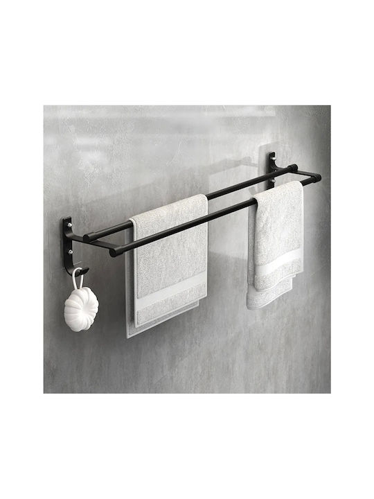 Double Wall-Mounted Bathroom Rail ​60x11cm Inox Black