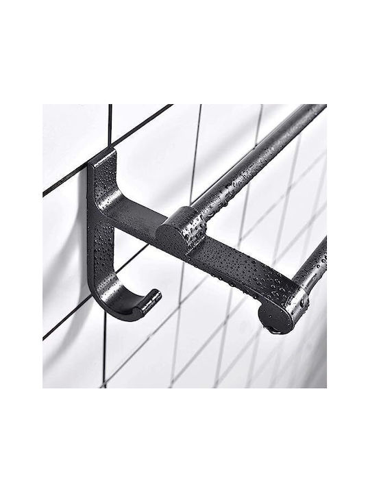 Double Wall-Mounted Bathroom Rail ​60x11cm Inox Black