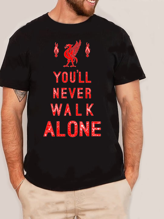 Fruit of the Loom Liverpool You Will Never Walk Alone T-shirt Black Cotton