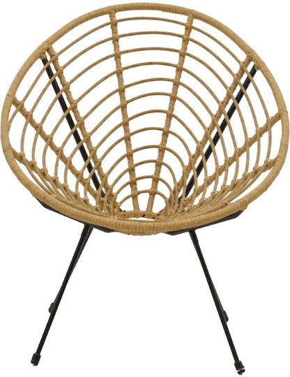 Outdoor-Sessel Rattan Naoki Natural-metal Black 78x74x84εκ.