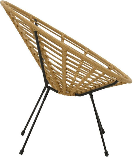 Outdoor-Sessel Rattan Naoki Natural-metal Black 78x74x84εκ.