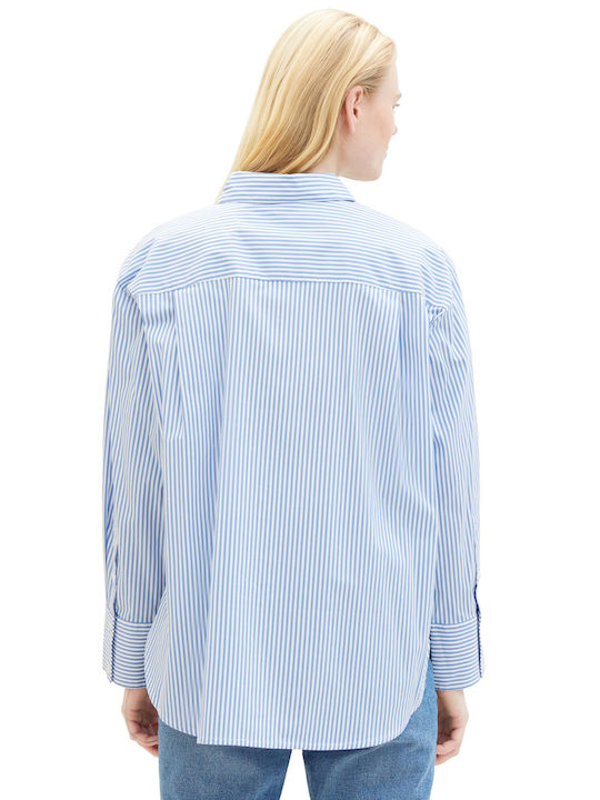 Tom Tailor Women's Striped Long Sleeve Shirt Blue