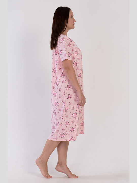 Vienetta Secret Summer Cotton Women's Nightdress Pink