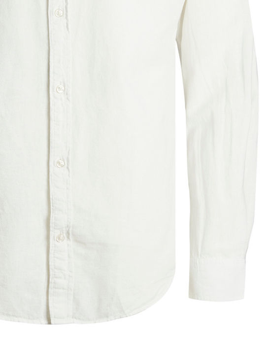 JJELINEN Long Sleeve Linen Shirt in Slim Fit White