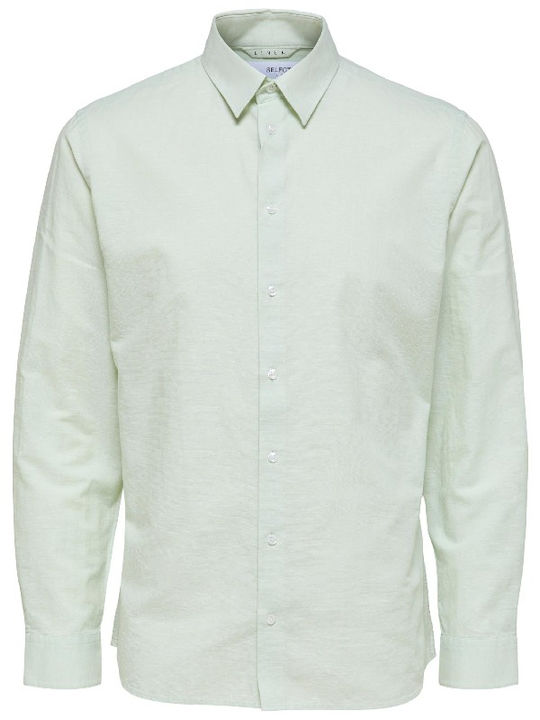 Long-sleeved Linen Shirt Green
