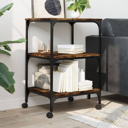 3-Tier Printer Stand Smoked Oak 50x41x75 cm Engineered Wood Brown