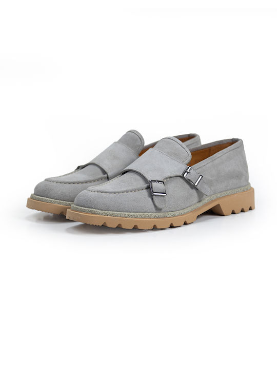 Vice Footwear Men's Leather Monk Shoes Gray