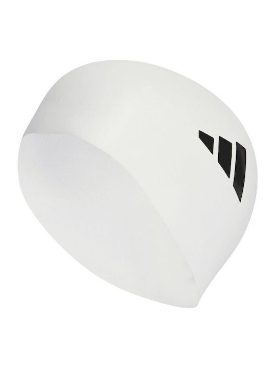 adidas 3-Stripes Silicone Adults Swimming Cap White