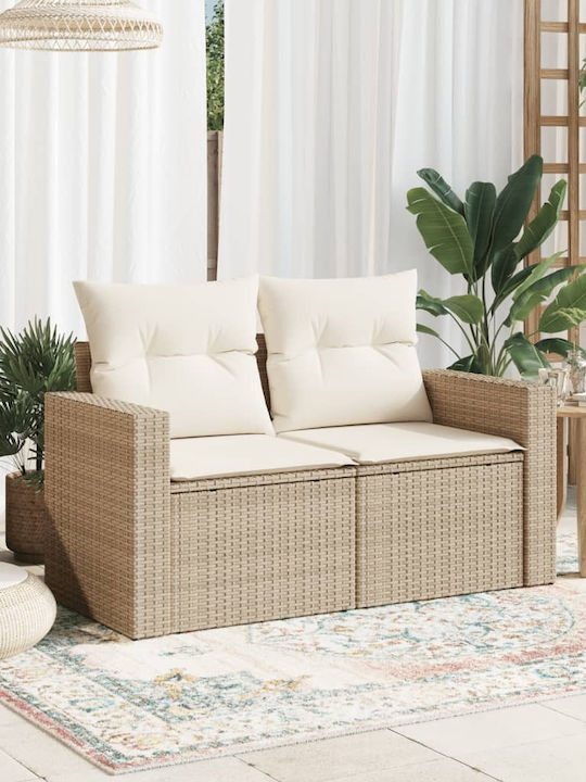 Zweisitziges Sofa Außenbereich Rattan mit Kissen 131x62x69cm