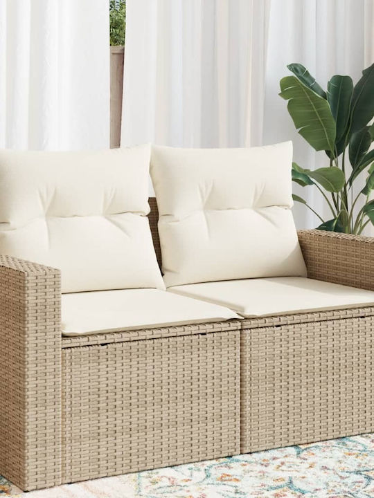 Διθέσιος Καναπές Εξωτερικού Χώρου Rattan με Μαξιλάρια 131x62x69cm
