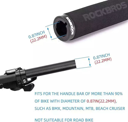 Rockbros BT1001BKBK Χειρολαβές Ποδηλάτου σε Μαύρο Χρώμα