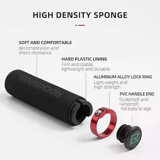 Rockbros BT1001BKRD Bicycle Handlebar Grips in Black Color