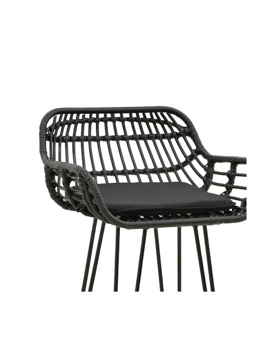 Scaun Rafturi și dulapuri pentru vin de Grădină Rattan Naoki cu pernă Negru 1buc 52x50x90cm