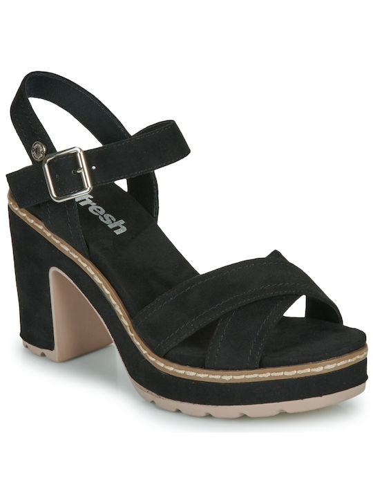 Refresh Suede Women's Sandals with Ankle Strap Black