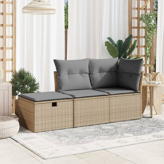Rattan Outdoor Stool Beige 55x55x37cm Rattan Outdoor Stool Beige 55x55x37cm