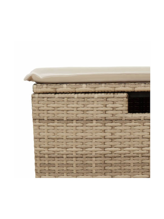 Gartenhocker Würfel Außeneinsatz Rattan mit Beigem Kissen 55x55x37cm