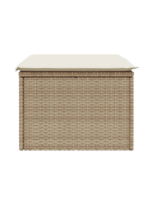 Gartenhocker Würfel Außeneinsatz Rattan mit Beigem Kissen 55x55x37cm