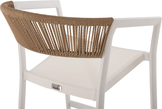 Garden Bar Stool for Outdoor Use Made of Aluminum White 57x57x99.5cm