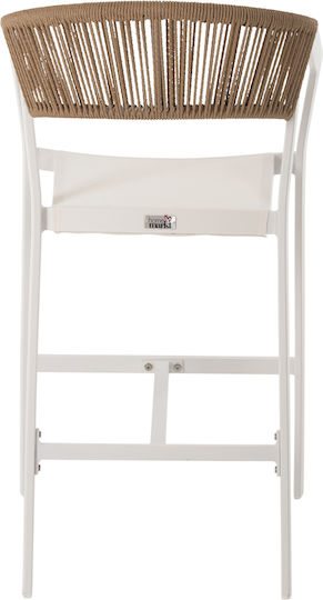 Garden Bar Stool for Outdoor Use Made of Aluminum White 57x57x99.5cm