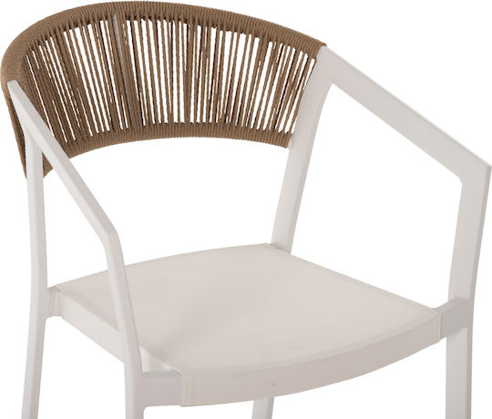 Garden Bar Stool for Outdoor Use Made of Aluminum White 57x57x99.5cm