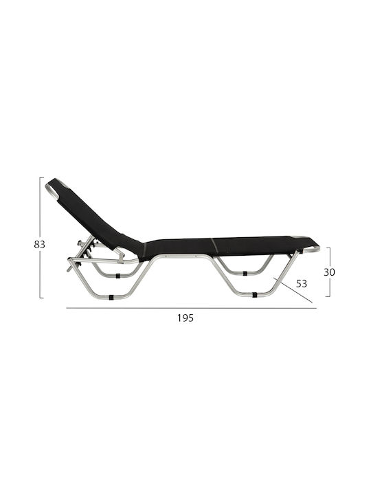 Liegestuhl Aluminium Waldo mit Kissen Schwarz 190x60x30cm.