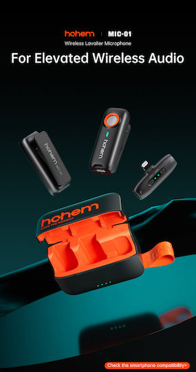 Hohem MIC-01 Type-C Ασύρματο Δυναμικό Μικρόφωνο Πέτου, Clip On για Φωνητικά