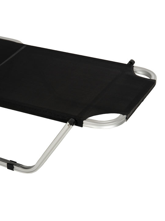 Liegestuhl Aluminium Waldo mit Kissen Schwarz 190x60x30cm.