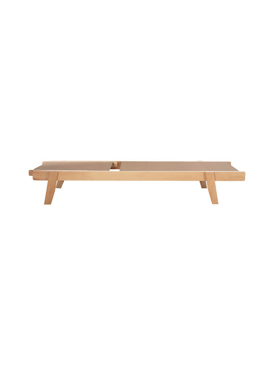 Liegestuhl Hölzernes Creta mit Textilene-Stoff Braun 200x61x31cm.