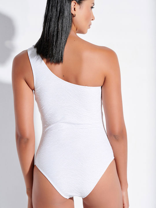 One Piece Swimsuit With One Shoulder White