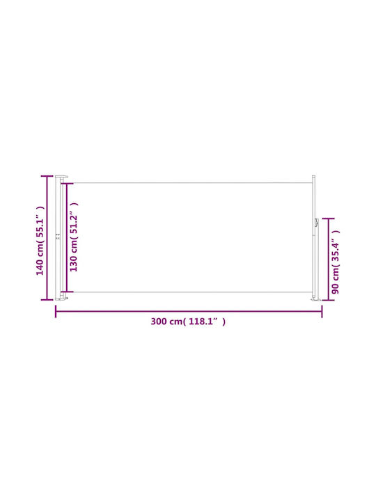 vidaXL Πλαϊνό Ρολό Σκίασης Βεράντας Μαύρο 1.4x3m