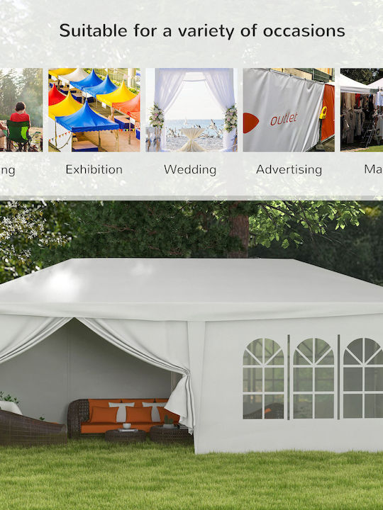 Outsunny Gazebo Grădină Alb x3m